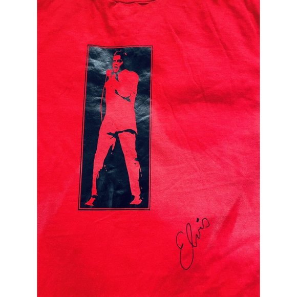 Vintage Single Stitched Elvis Presley T-Shirt Mens Hanes Size XL Red Signed - Picture 2 of 10